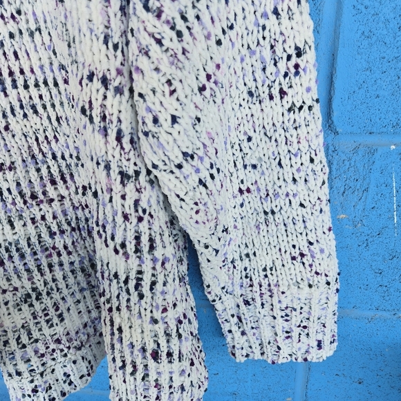 Women’s Cable & Gauge white and purple chunky knit pullover sweater size 3X - Picture 8 of 8